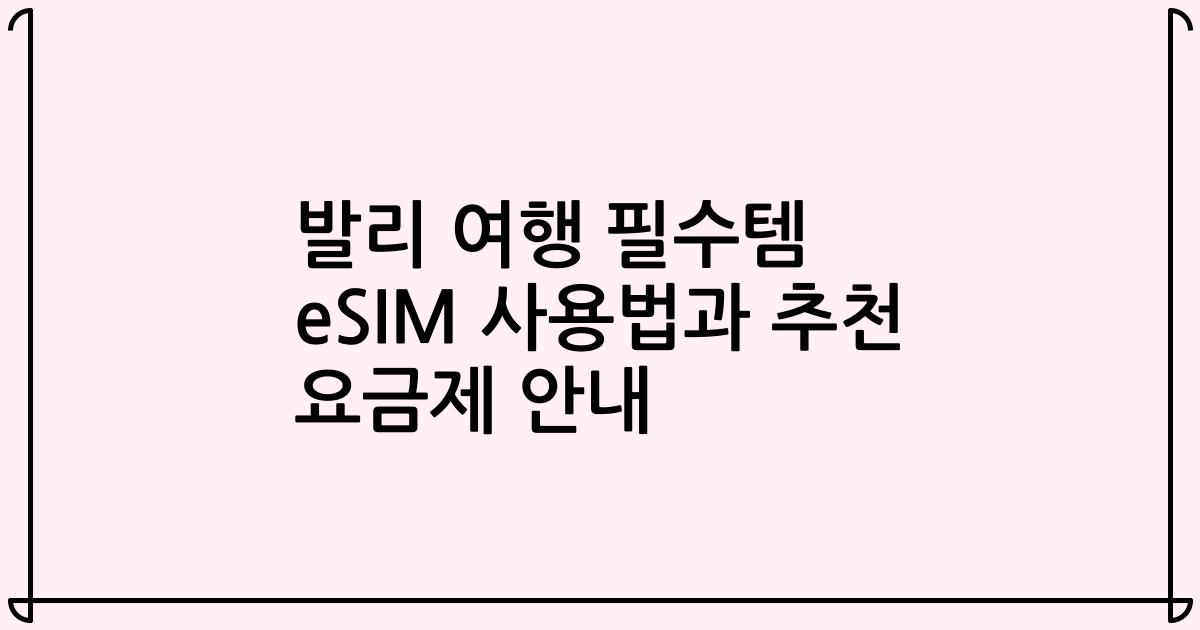 발리 여행 필수템 eSIM 사용법과 추천 요금제 안내