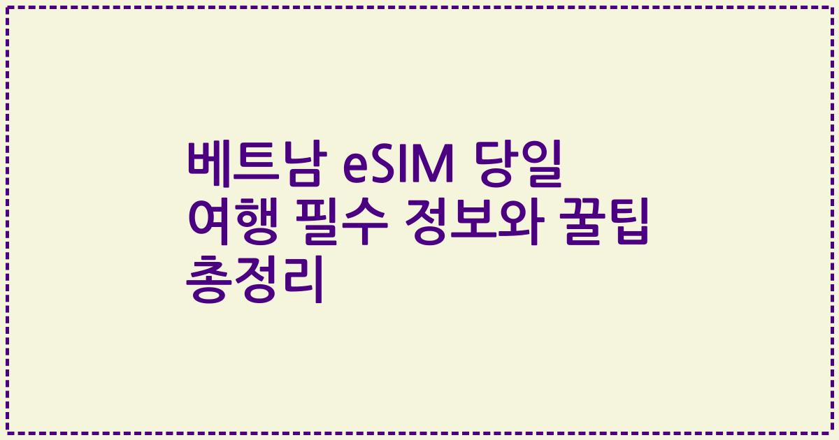 베트남 eSIM 당일 여행 필수 정보와 꿀팁 총정리