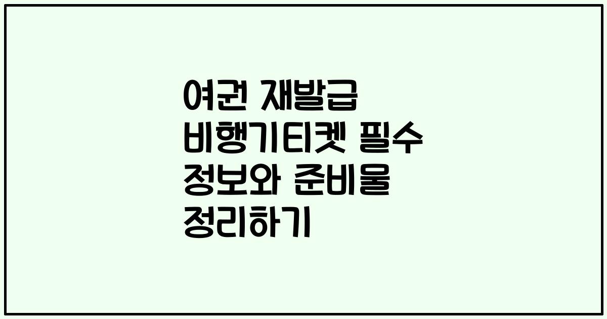 여권 재발급 비행기티켓 필수 정보와 준비물 정리하기