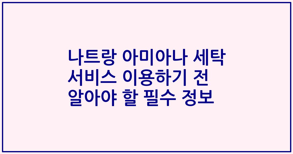 나트랑 아미아나 세탁 서비스 이용하기 전 알아야 할 필수 정보