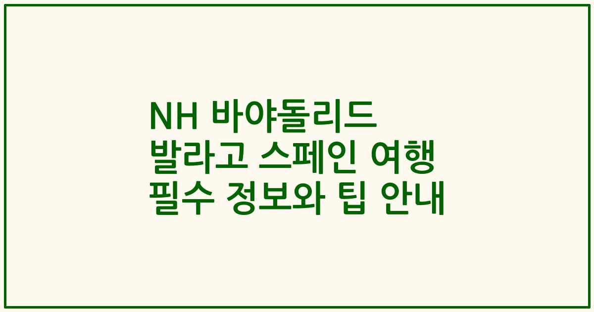 NH 바야돌리드 발라고 스페인 여행 필수 정보와 팁 안내